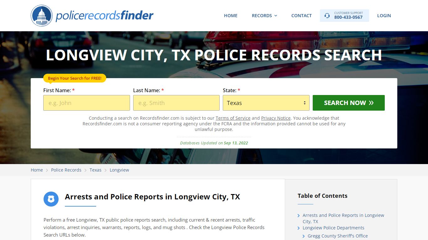 LONGVIEW CITY, TX POLICE RECORDS SEARCH - RecordsFinder