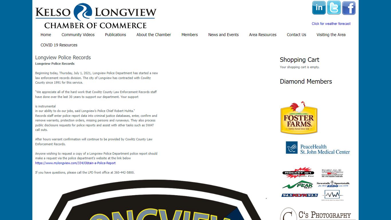 Longview Police Records | Kelso Longview Chamber of Commerce