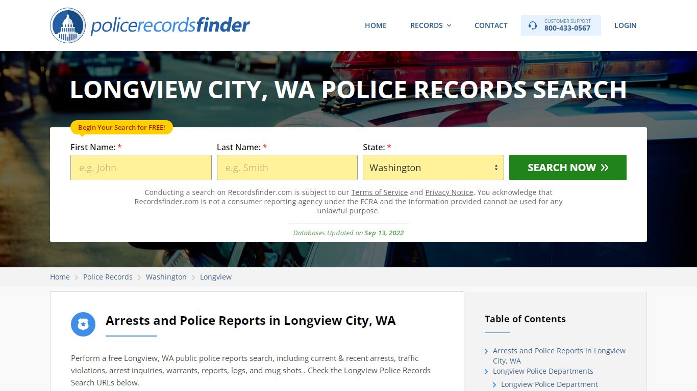 LONGVIEW CITY, WA POLICE RECORDS SEARCH - RecordsFinder