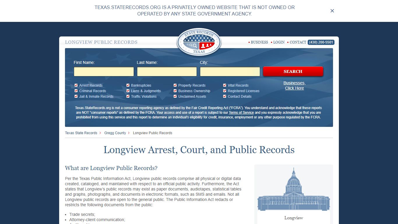 Longview Arrest and Public Records | Texas.StateRecords.org